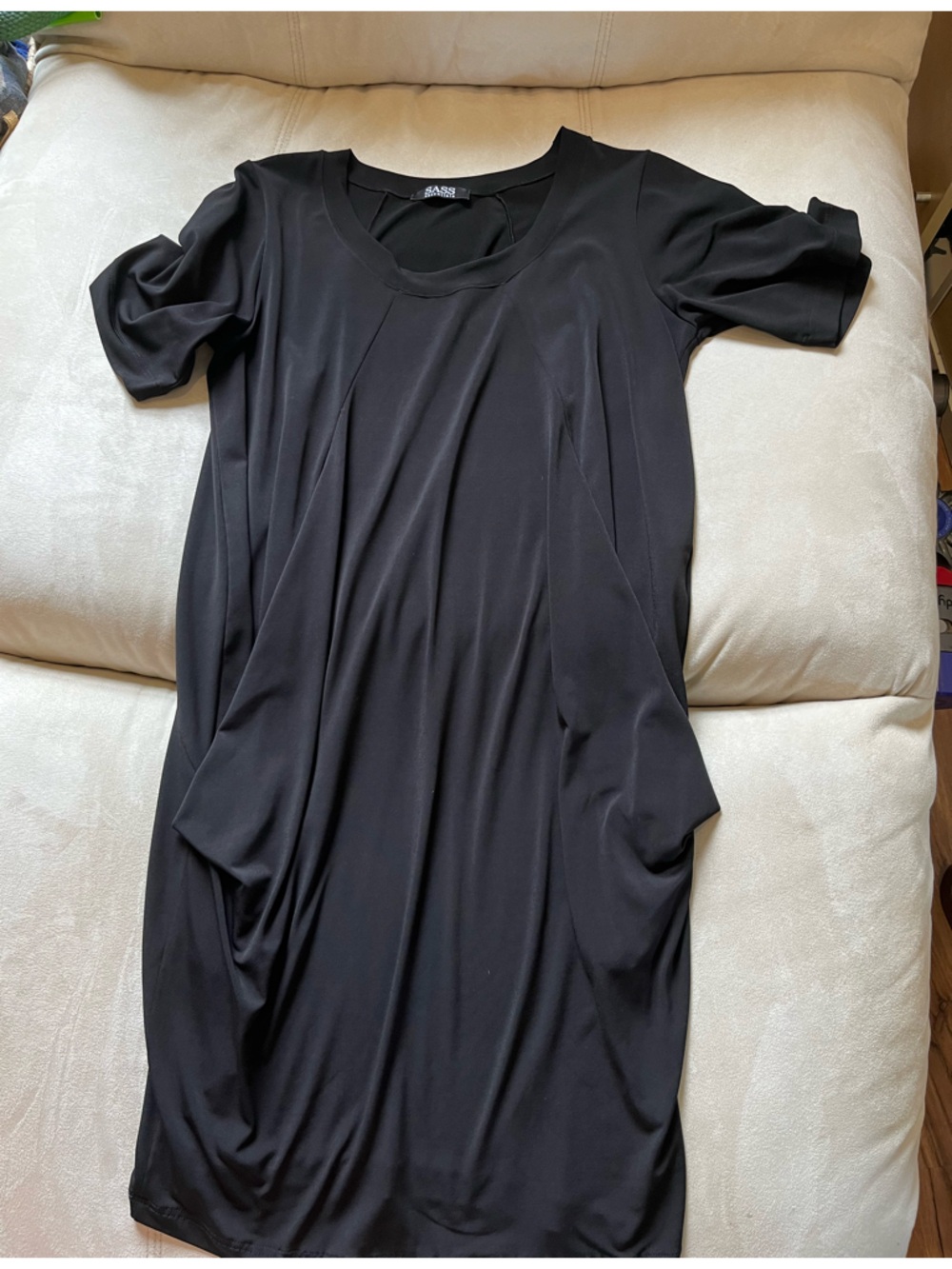 SASS Soft Draped Midi Dress With Accentuated Deep Pocket Detail